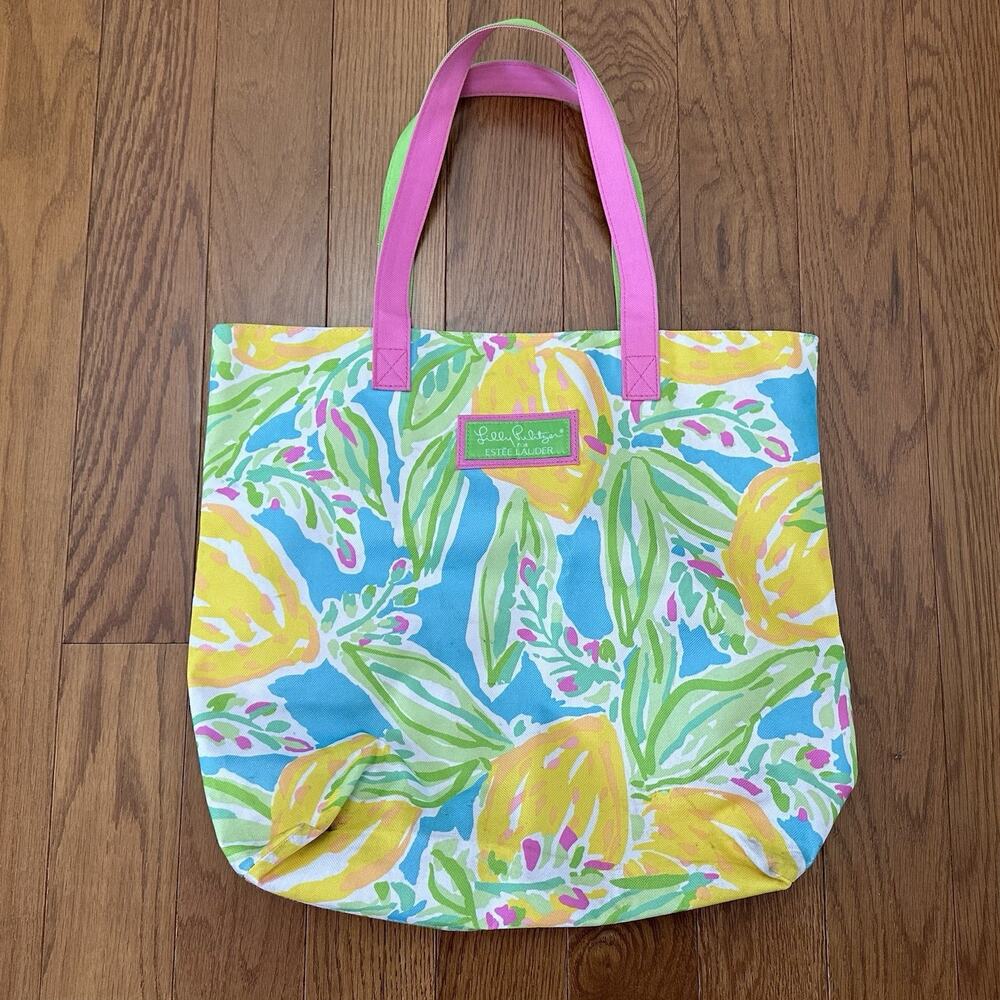 Lilly Pulitzer X Estee Lauder Canvas Tote Bag Beach Summer Preppy Shoulder Bag